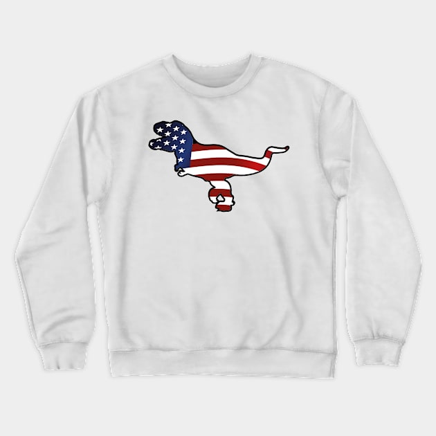 American Flag T-Rex Funny Dinosaurs Crewneck Sweatshirt by macshoptee